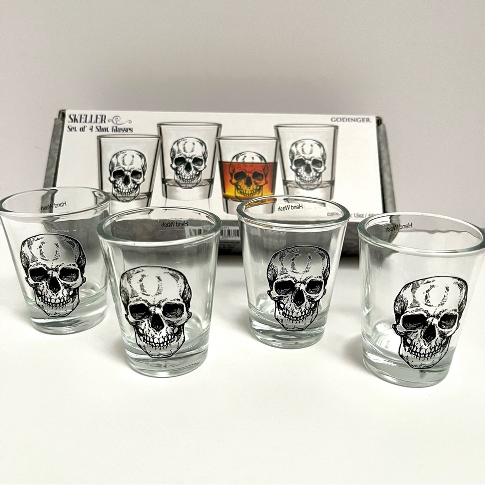 Skeleton Shot Glasses Set of 4 New In Box💀